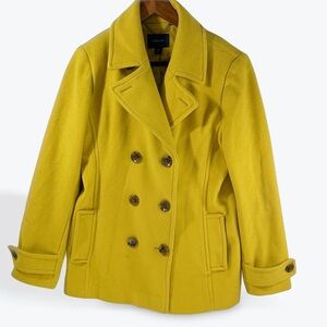 Lands' End Women's Bright Yellow Wool Peacoat Size 10